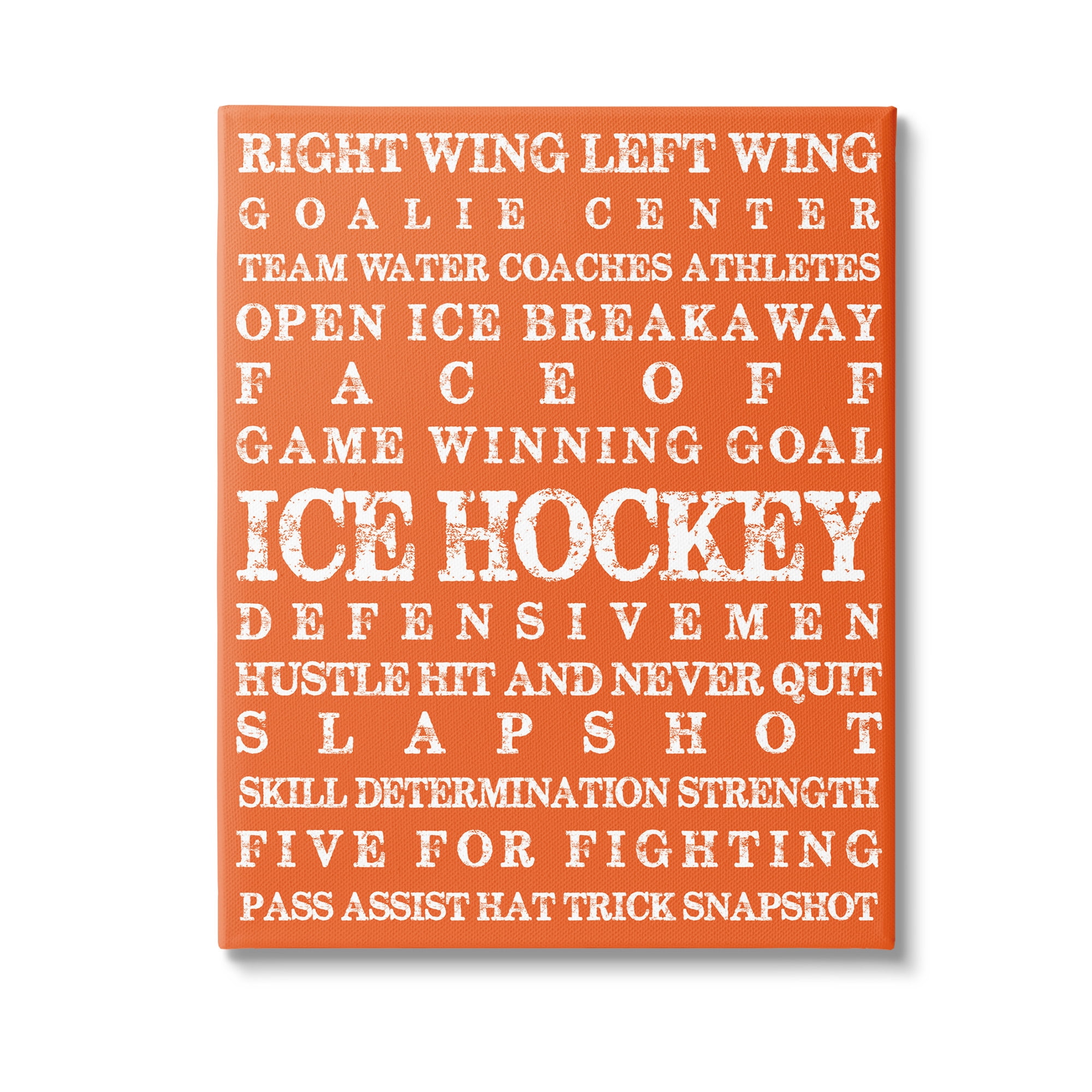 Stupell Industries Ice Hockey Phrases Sports Painting Gallery Wrapped Canvas Art Print Wall Art, 16 x 20