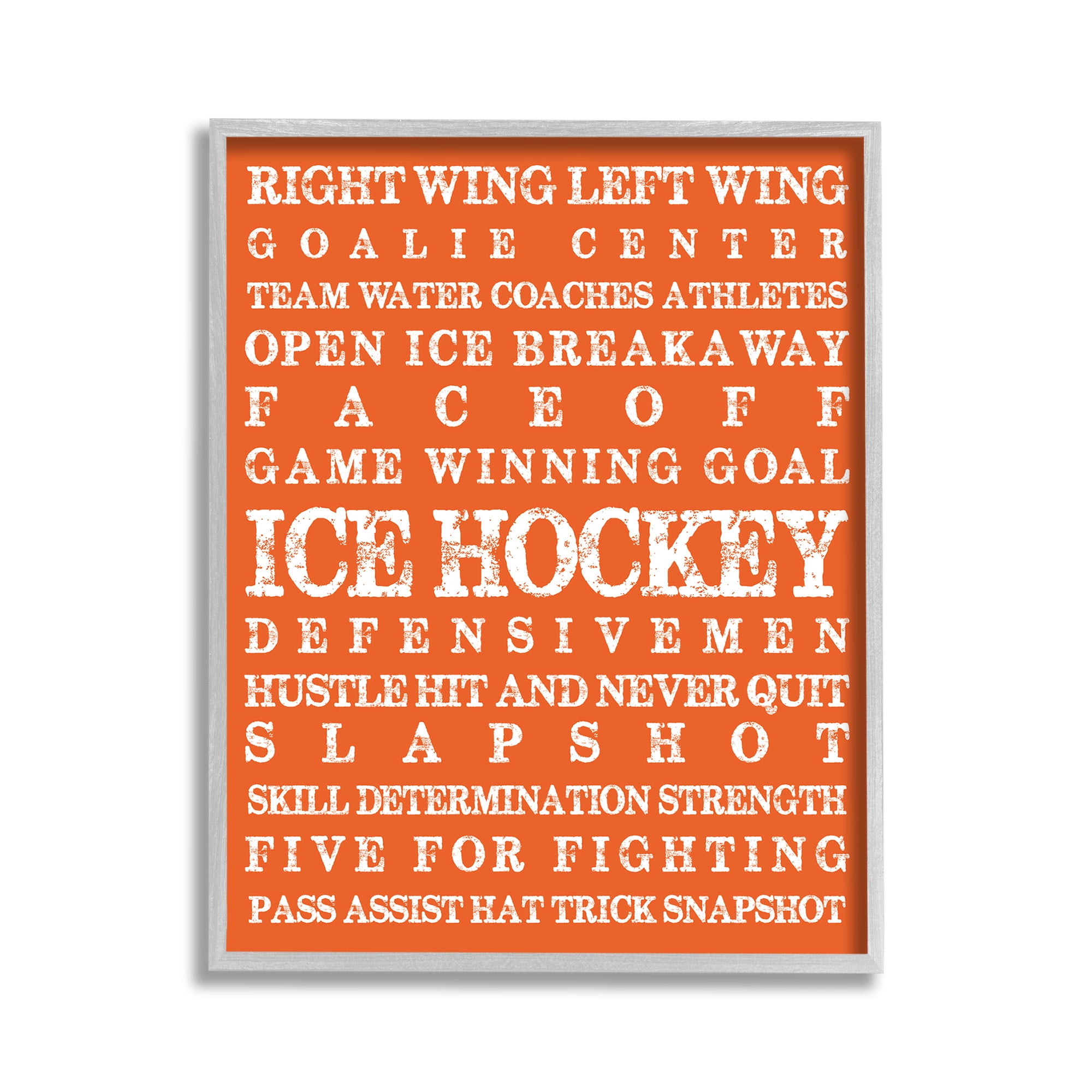 Stupell Industries Ice Hockey Phrases Sports Painting Gray Framed Art Print Wall Art, 11 x 14