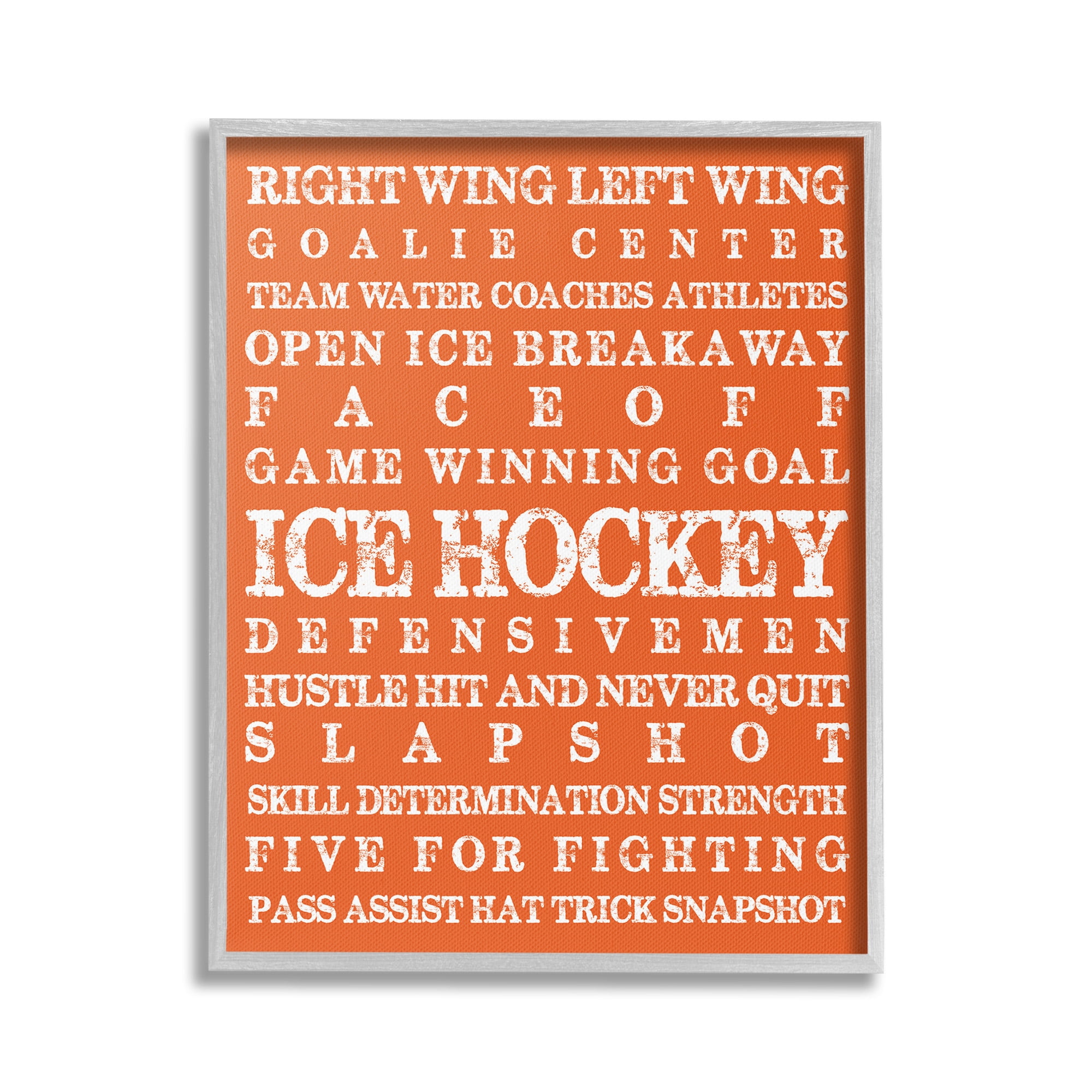 Stupell Industries Ice Hockey Phrases Sports Painting Gray Framed Art Print Wall Art, 16 x 20
