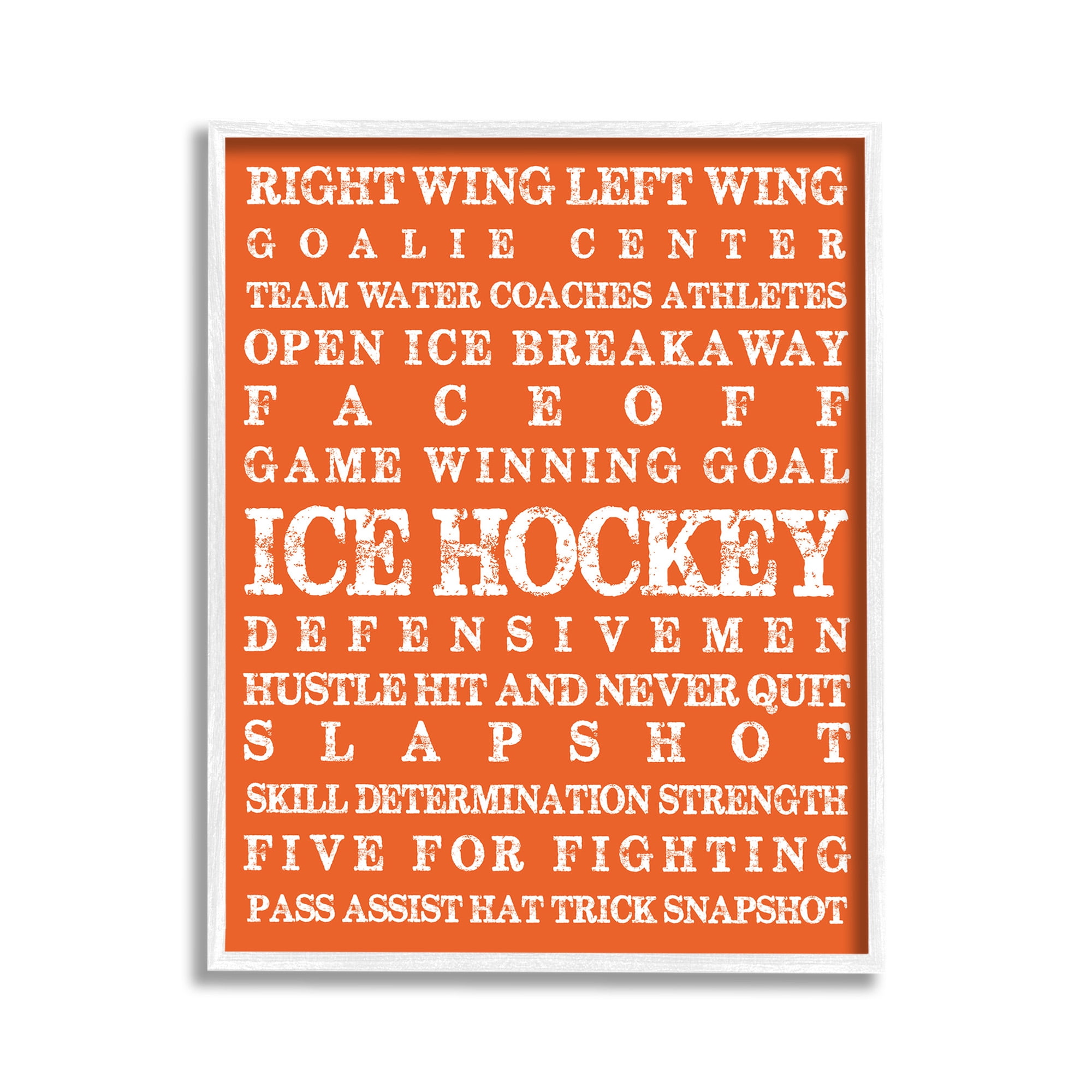 Stupell Industries Ice Hockey Phrases Sports Painting White Framed Art Print Wall Art, 11 x 14
