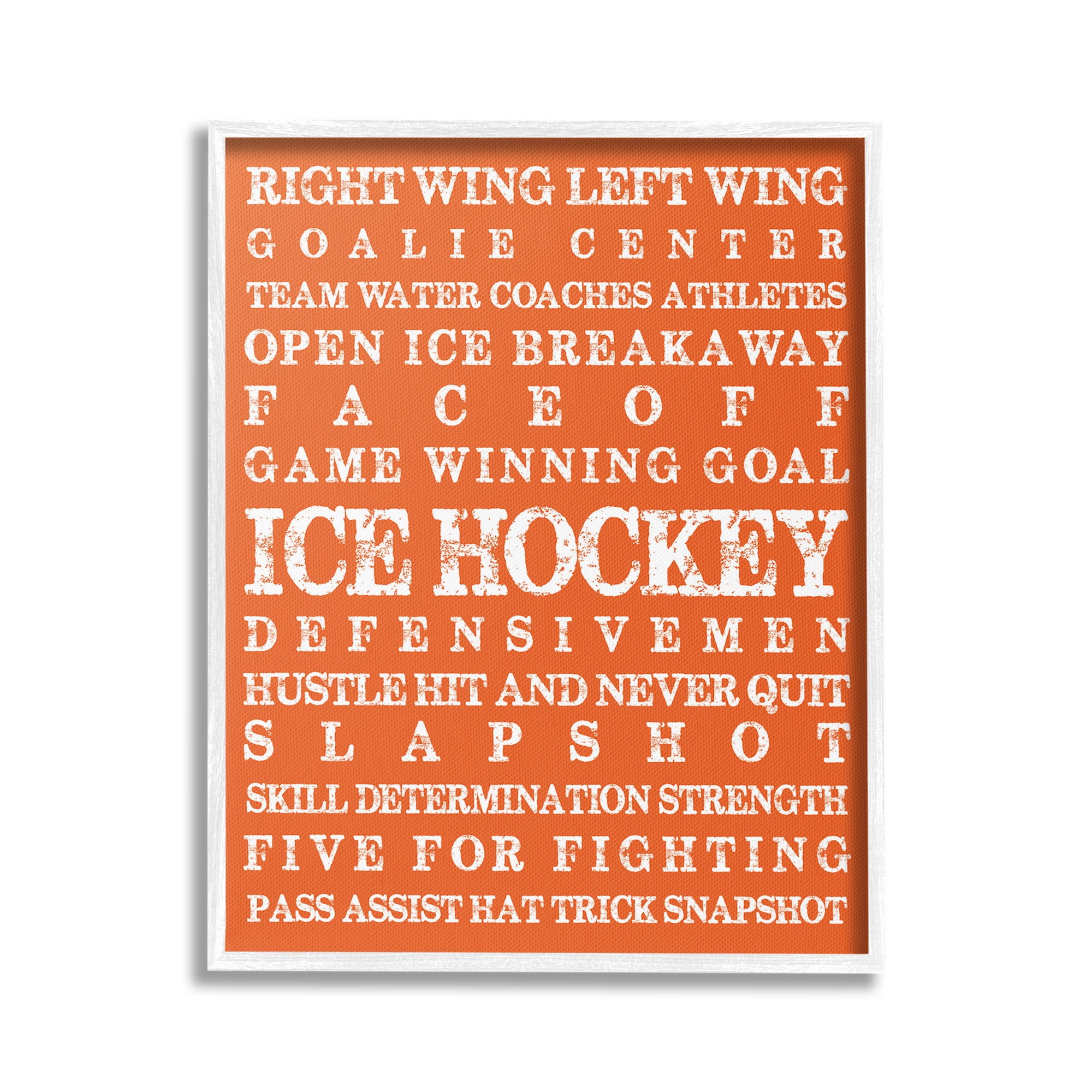 Stupell Industries Ice Hockey Phrases Sports Painting White Framed Art Print Wall Art, 24 x 30