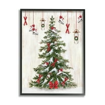 Stupell Industries Ice Skates & Sleds on Tree Holiday Painting Black Framed Art Print Wall Art, 11 x 14