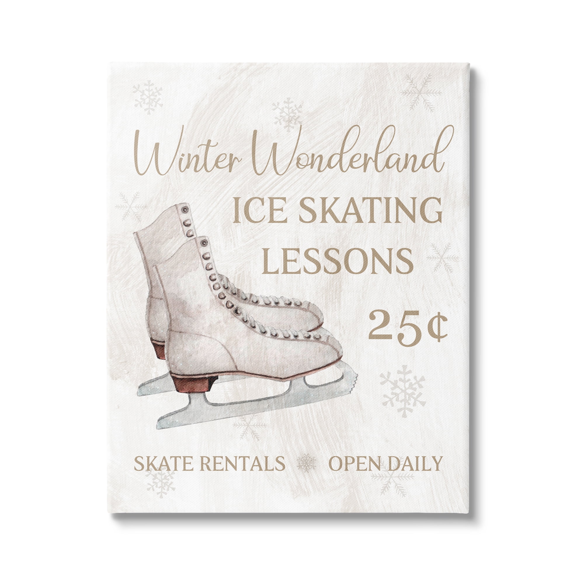 Stupell Industries Ice Skating Lessons Sign Holiday Painting Gallery Wrapped Canvas Art Print Wall Art, 36 x 48