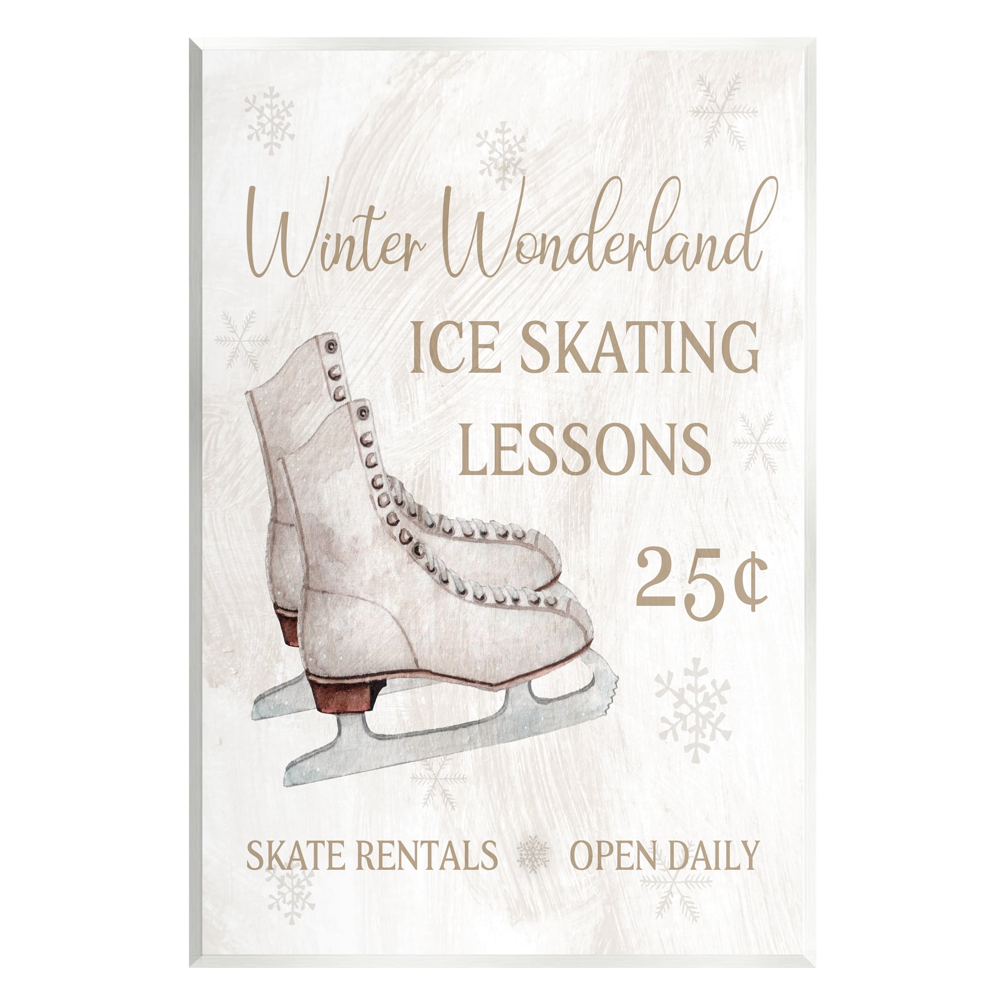 Stupell Industries Ice Skating Lessons Sign Holiday Painting Unframed Art Print Wall Art, 13 x 19