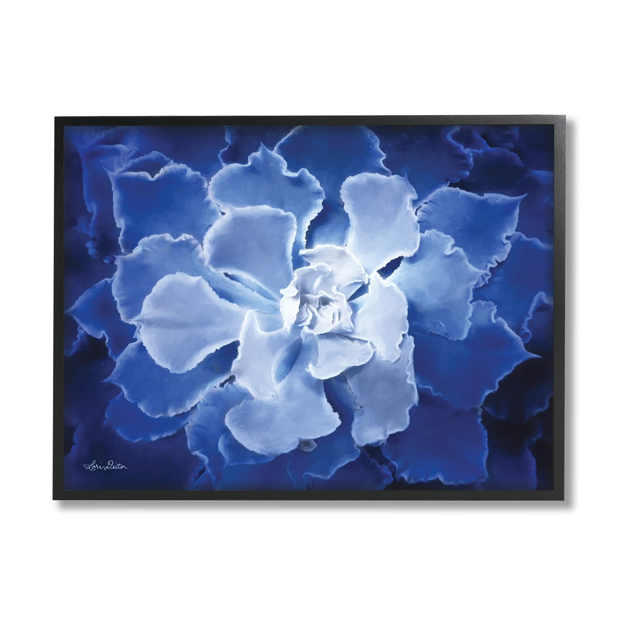 Stupell Industries Ice Wind Petal Pattern Blue Monochromatic Plant Photograph,14 x 11, Design by Lori Deiter