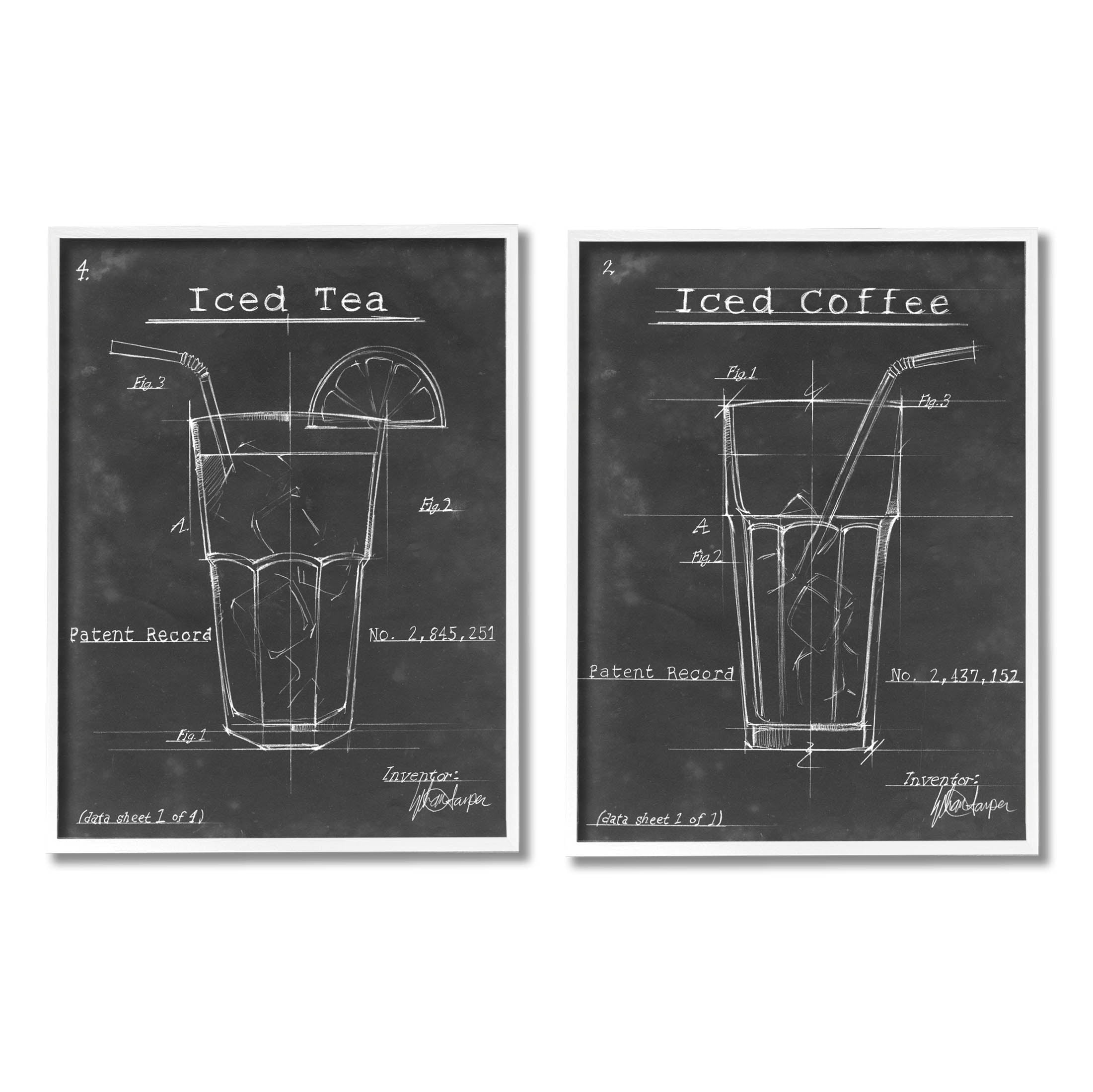 Stupell Industries Iced Coffee & Tea Diagram Graphic Art White Framed Art Print Wall Art, Set of 2, Design by Ethan Harper