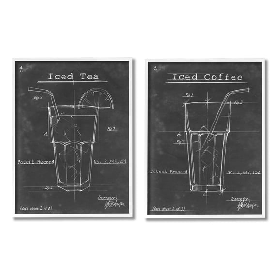 Stupell Industries Iced Coffee & Tea Diagram Graphic Art White Framed Art Print Wall Art, Set of 2, Design by Ethan Harper