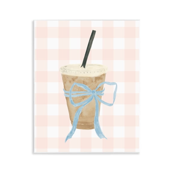 Stupell Industries Farmhouse Iced Coffee on Gingham Wall Plaque Art, 11 x 14, by Lucille Price