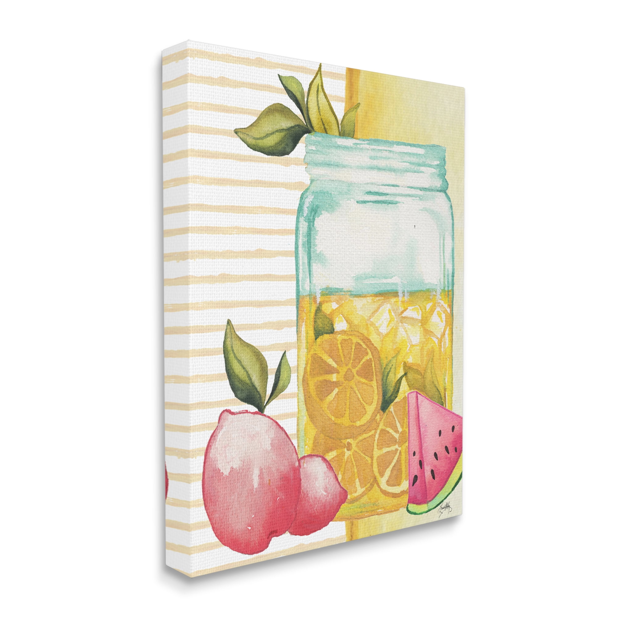Stupell Industries Iced Lemonade Pitcher Abstract Pink Lemon Fruit Canvas Wall Art by Elizabeth Medley