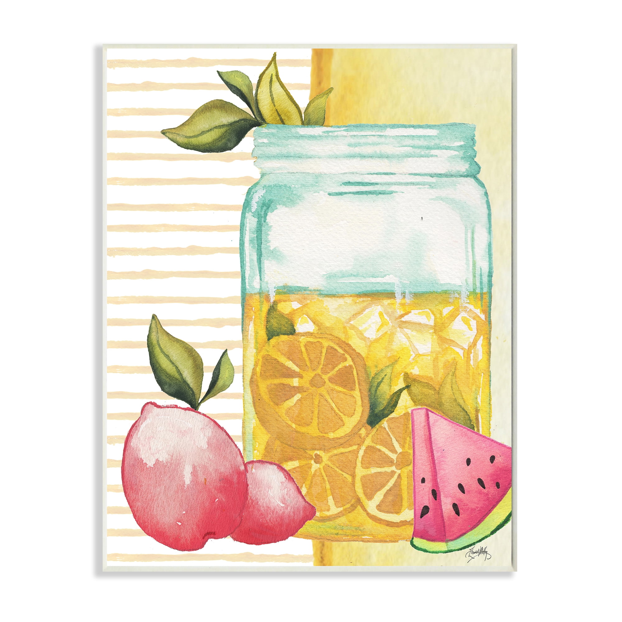 Stupell Industries Iced Lemonade Pitcher Abstract Pink Lemon Fruit Wall Plaque by Elizabeth Medley