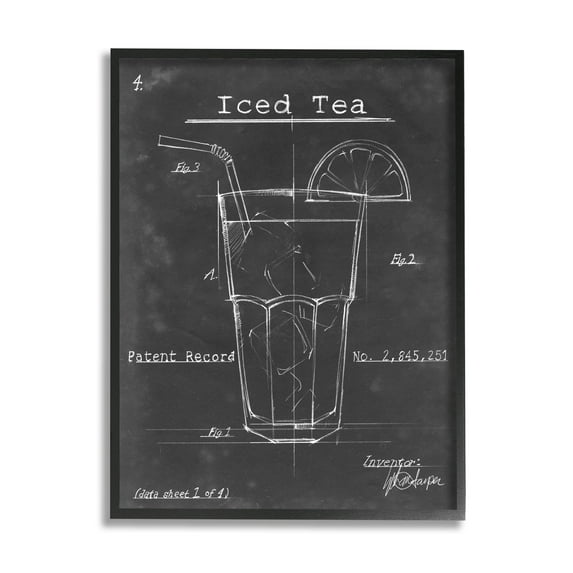 Stupell Industries Iced Tea Patent Diagram Beverage Graphic Art Black Framed Art Print Wall Art, Design by Ethan Harper