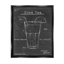 Stupell Industries Iced Tea Patent Diagram Beverage Graphic Art Jet Black Floating Framed Canvas Print Wall Art, Design by Ethan Harper