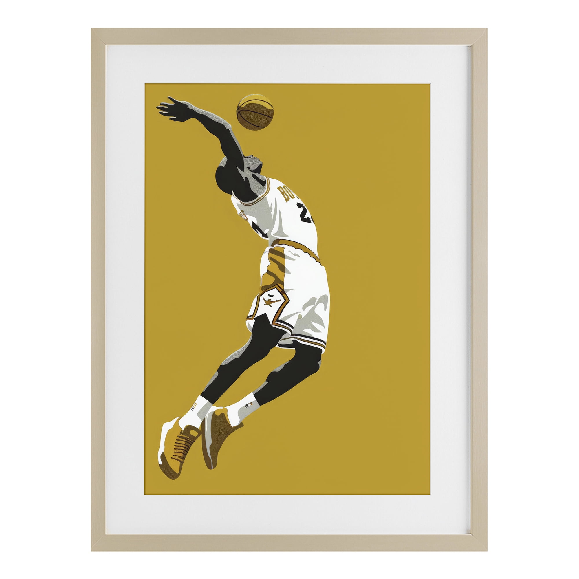 Stupell Industries Iconic Basketball Dunk Birch Framed Print Under Glass, design by Ray Powers