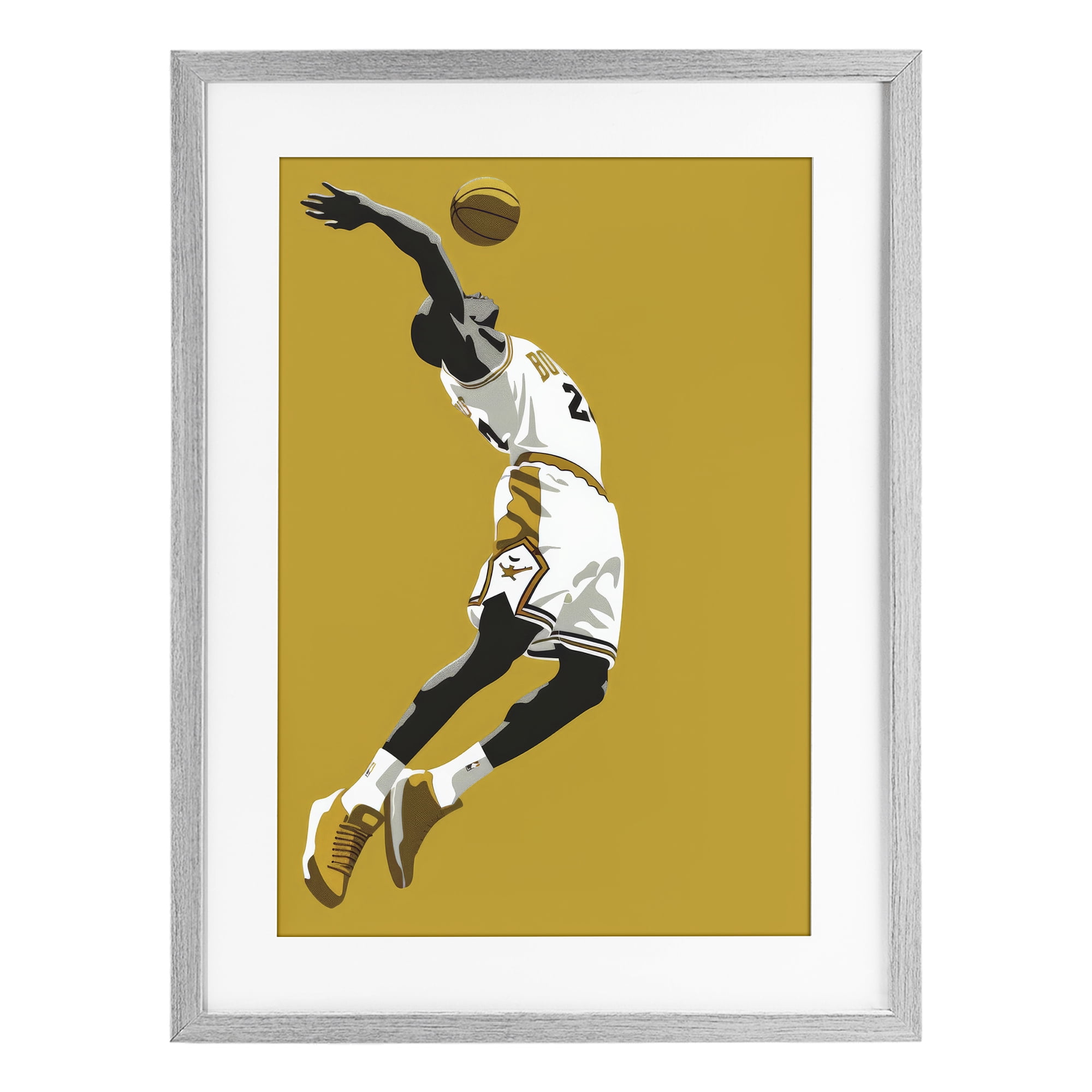 Stupell Industries Iconic Basketball Dunk Gray Framed Print Under Glass, design by Ray Powers