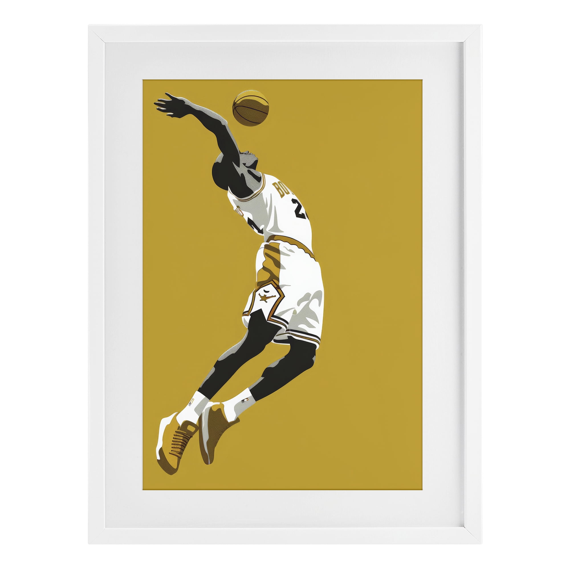 Stupell Industries Iconic Basketball Dunk White Framed Print Under Glass, design by Ray Powers
