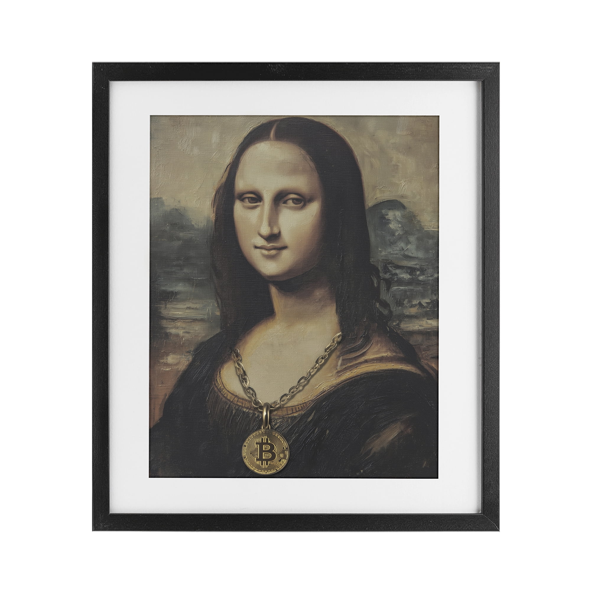 Stupell Industries Iconic Bitcoin Smile Classic Black Framed Print Under Glass, design by Svetlana Aleynikova