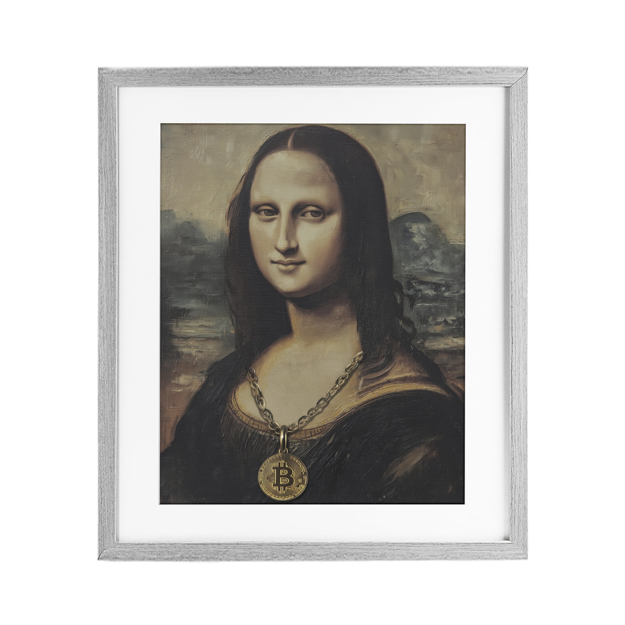 Stupell Industries Iconic Bitcoin Smile Classic Gray Framed Print Under Glass, design by Svetlana Aleynikova