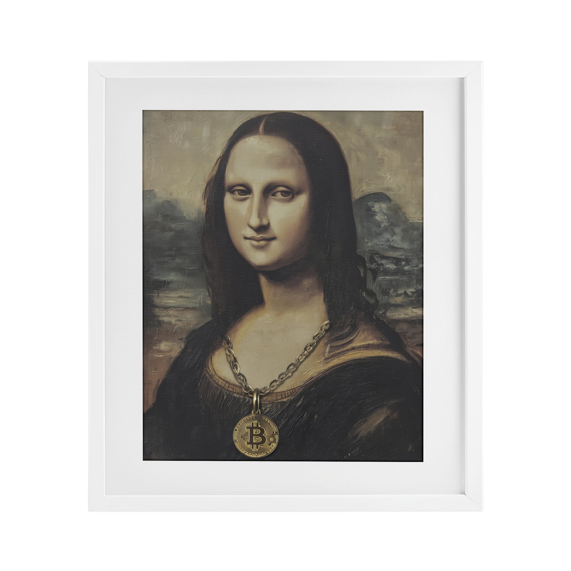 Stupell Industries Iconic Bitcoin Smile Classic White Framed Print Under Glass, design by Svetlana Aleynikova