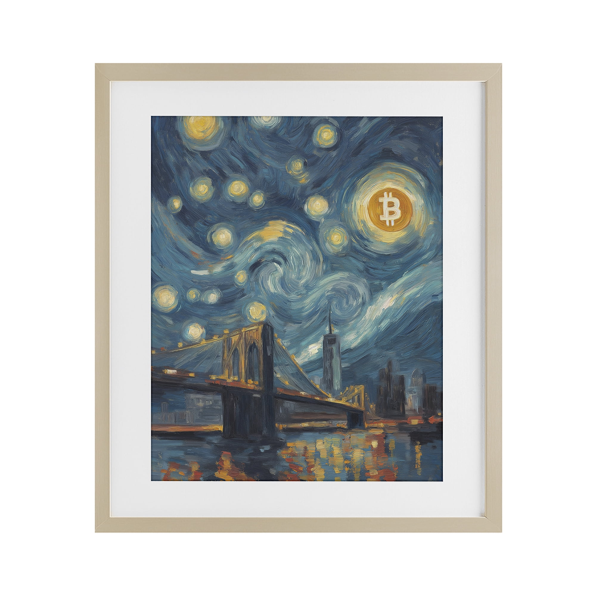 Stupell Industries Iconic Blockchain Moonlight Birch Framed Print Under Glass, design by Svetlana Aleynikova