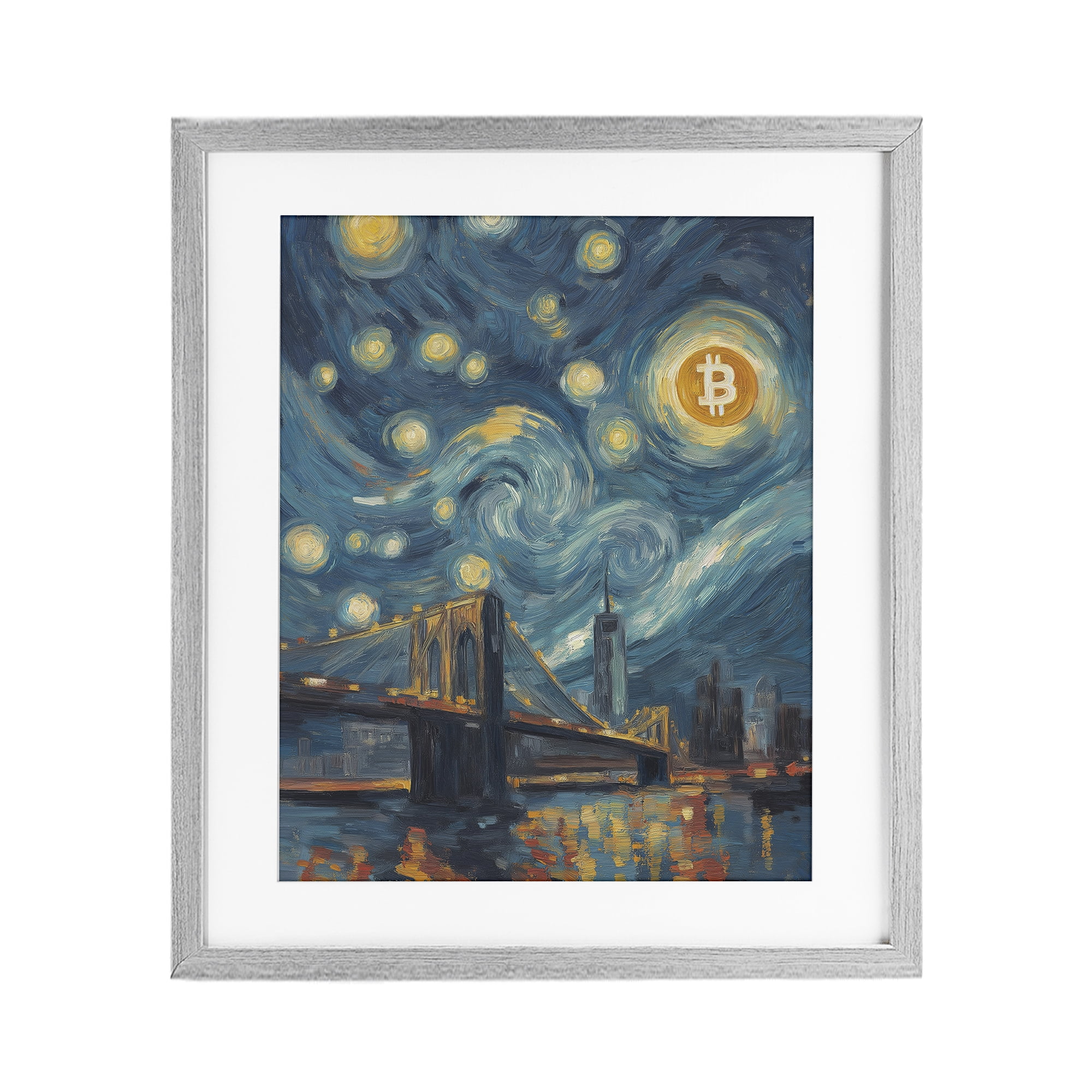 Stupell Industries Iconic Blockchain Moonlight Gray Framed Print Under Glass, design by Svetlana Aleynikova