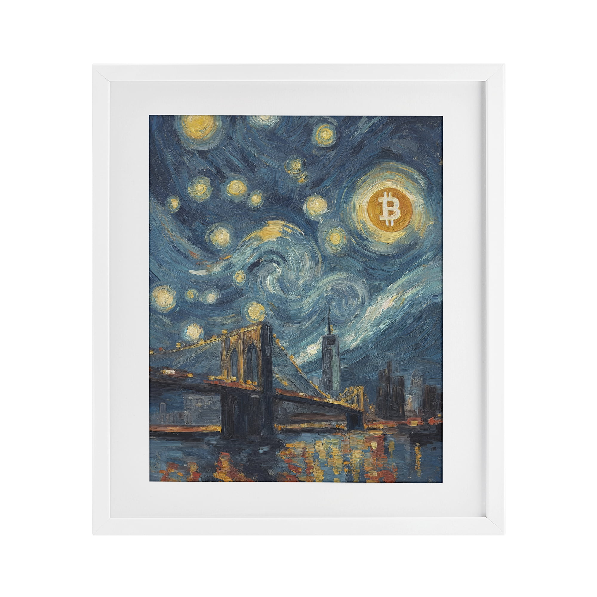 Stupell Industries Iconic Blockchain Moonlight White Framed Print Under Glass, design by Svetlana Aleynikova