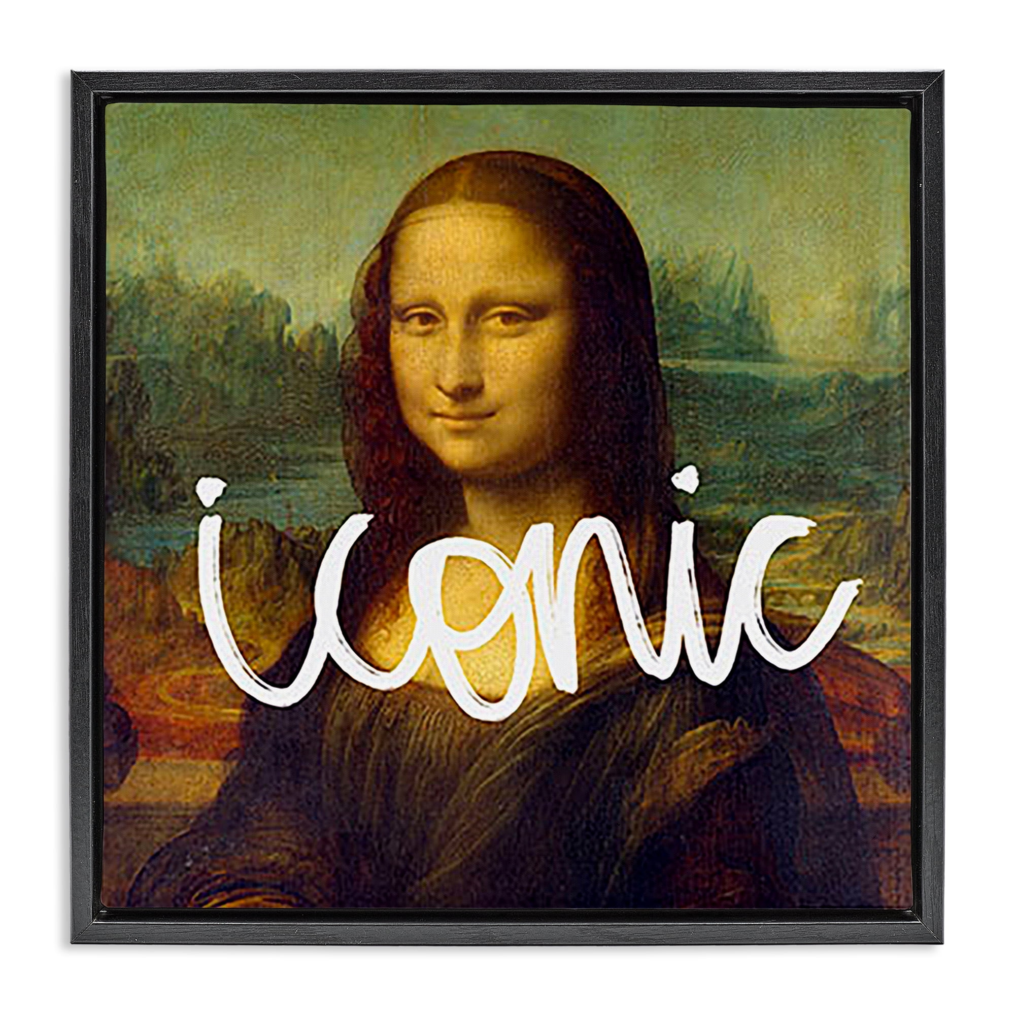 Stupell Industries Iconic Classical Portrait Novelty & Humor Painting Black Floater Framed Canvas Art Print Wall Art, 18 x 18