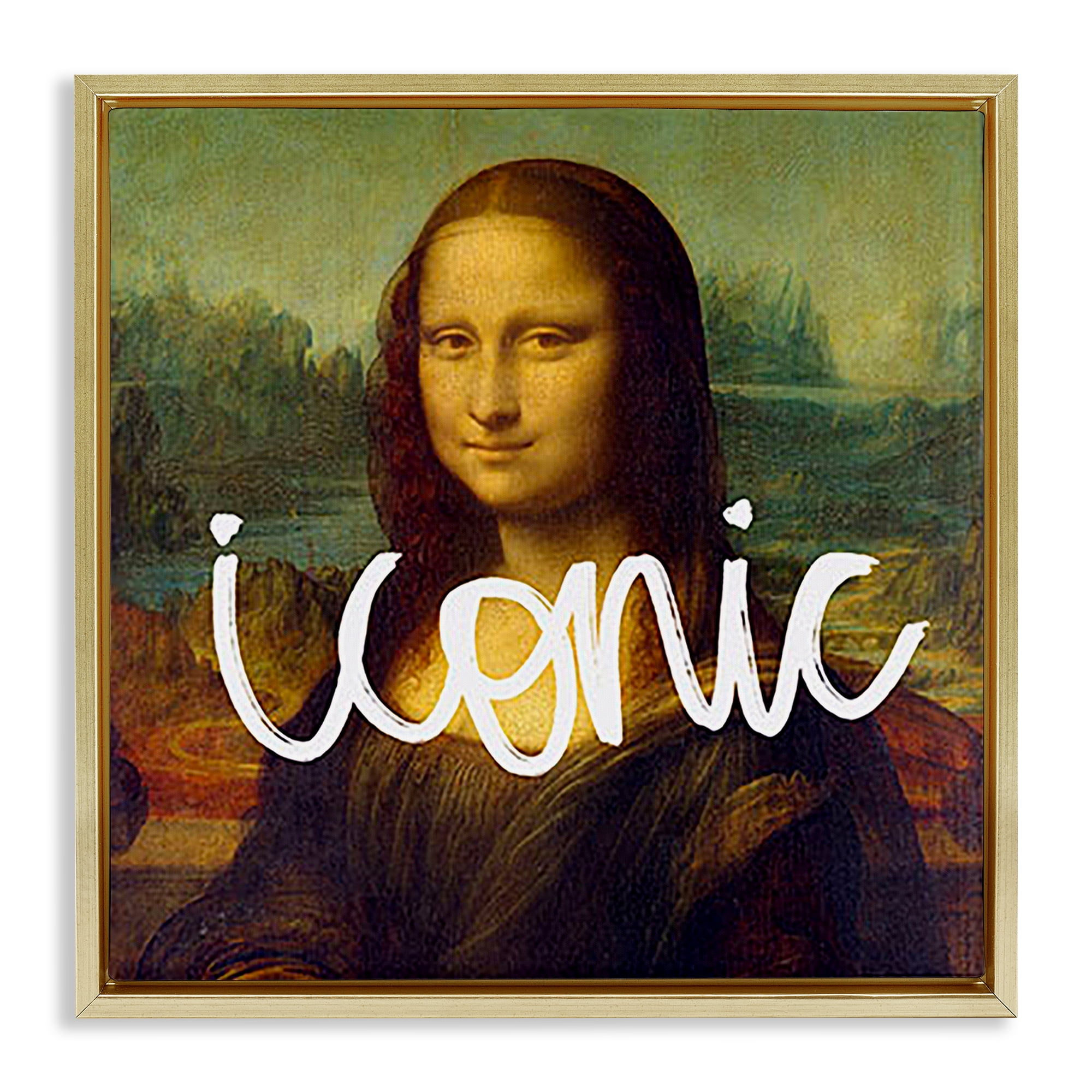 Stupell Industries Iconic Classical Portrait Novelty & Humor Painting Gold Floater Framed Canvas Art Print Wall Art, 25 x 25