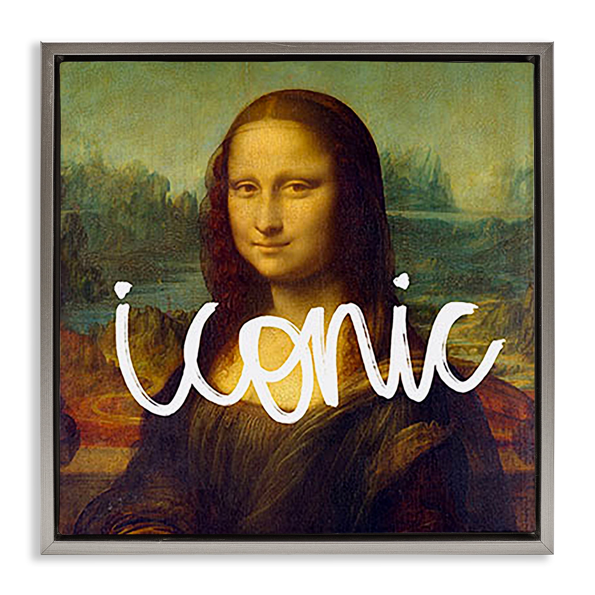 Stupell Industries Iconic Classical Portrait Novelty & Humor Painting Gray Floater Framed Canvas Art Print Wall Art, 25 x 25