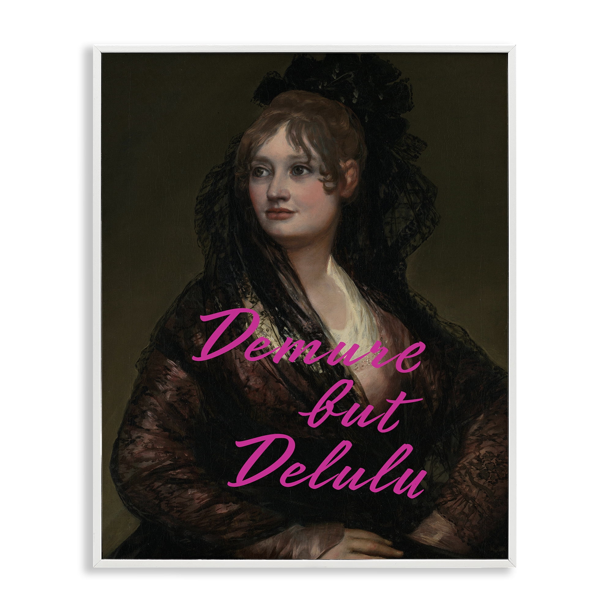 Stupell Industries Iconic Demure But Delulu White Framed Giclee Art, design by Grotto Studios