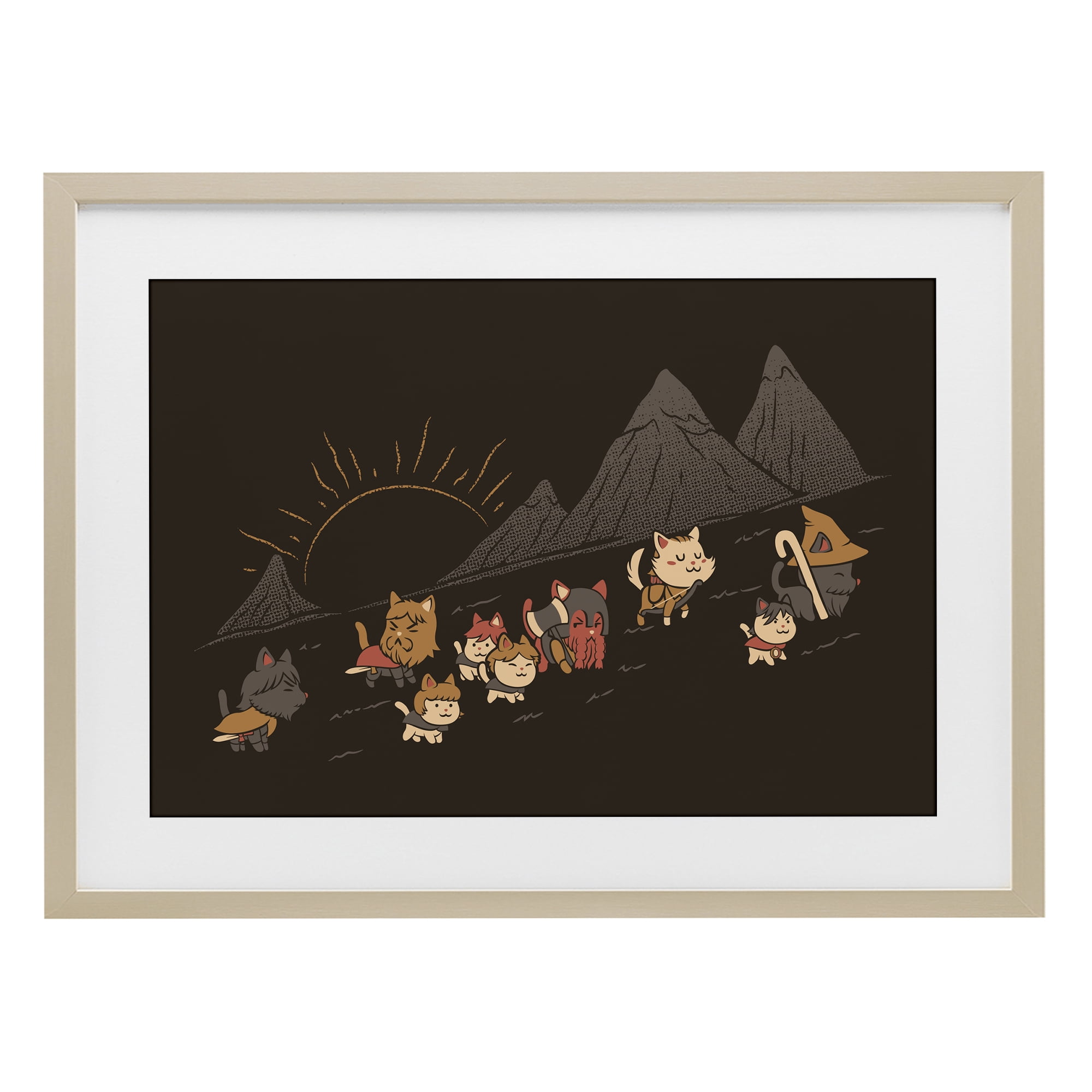Stupell Industries Iconic Furrowship Of Ring Cats Birch Framed Print Under Glass, design by Tobe Fonseca
