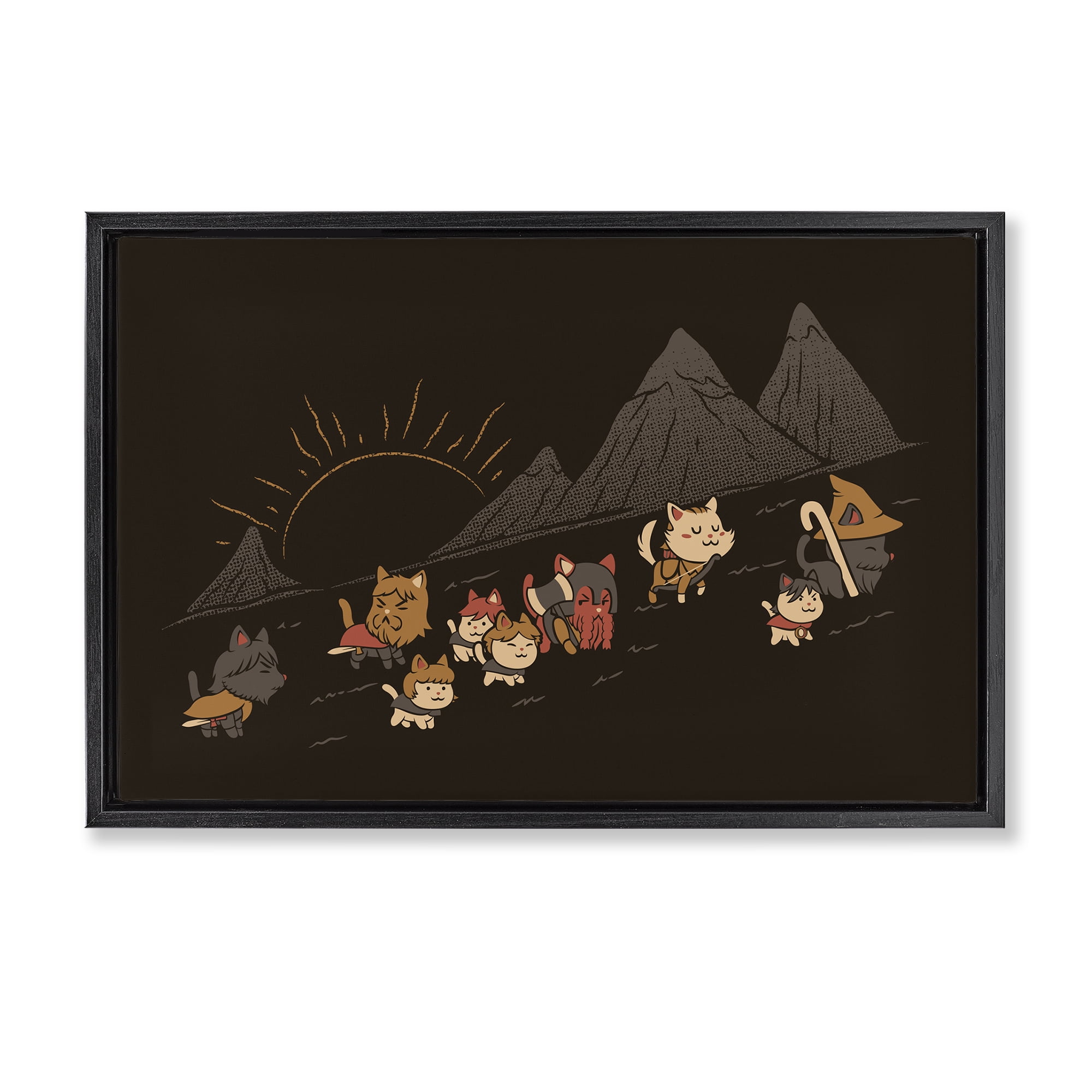 Stupell Industries Iconic Furrowship Of Ring Cats Black Framed Floater Canvas Wall Art, design by Tobe Fonseca