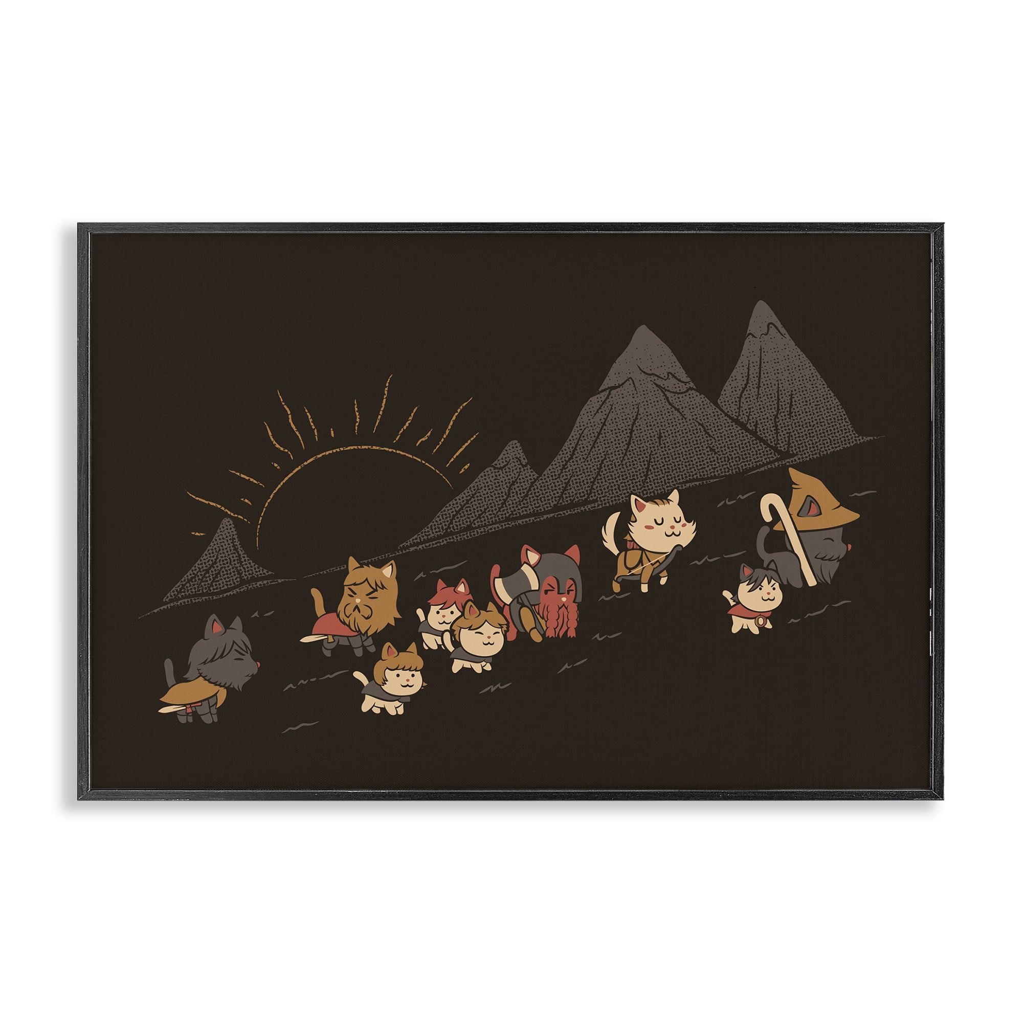 Stupell Industries Iconic Furrowship Of Ring Cats Black Framed Giclee Art, design by Tobe Fonseca