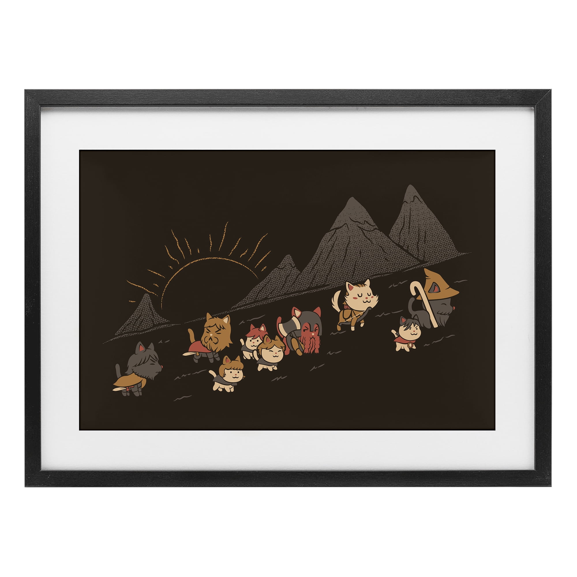 Stupell Industries Iconic Furrowship Of Ring Cats Black Framed Print Under Glass, design by Tobe Fonseca