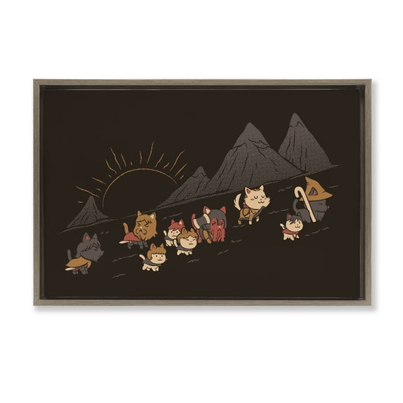 Stupell Industries Iconic Furrowship Of Ring Cats Brown Framed Floater Canvas Wall Art, design by Tobe Fonseca