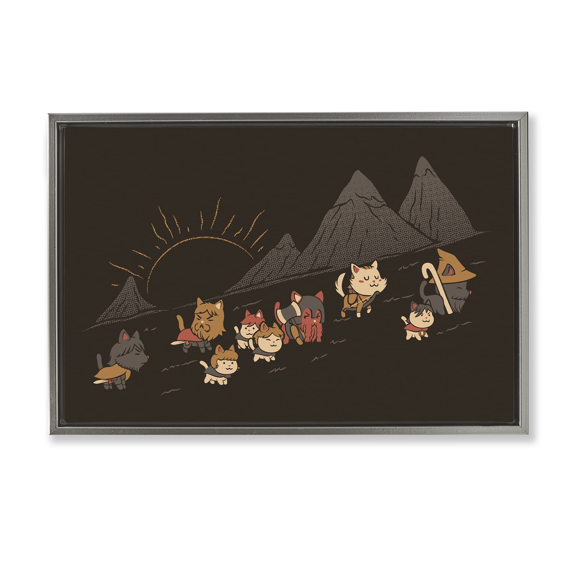 Stupell Industries Iconic Furrowship Of Ring Cats Gray Framed Floater Canvas Wall Art, design by Tobe Fonseca