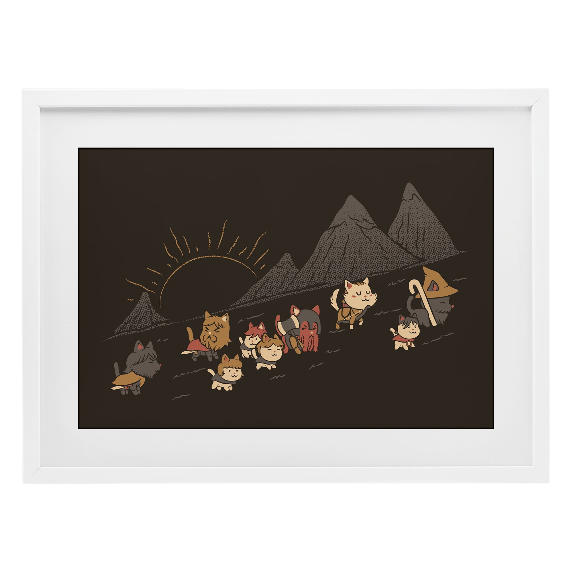 Stupell Industries Iconic Furrowship Of Ring Cats White Framed Print Under Glass, design by Tobe Fonseca