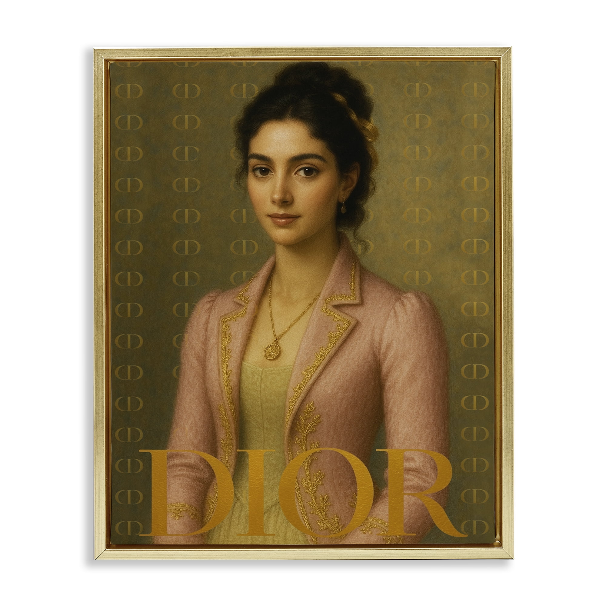 Stupell Industries Iconic Gentlewoman Fashion Gold Framed Floater Canvas Wall Art, design by Grotto Studios