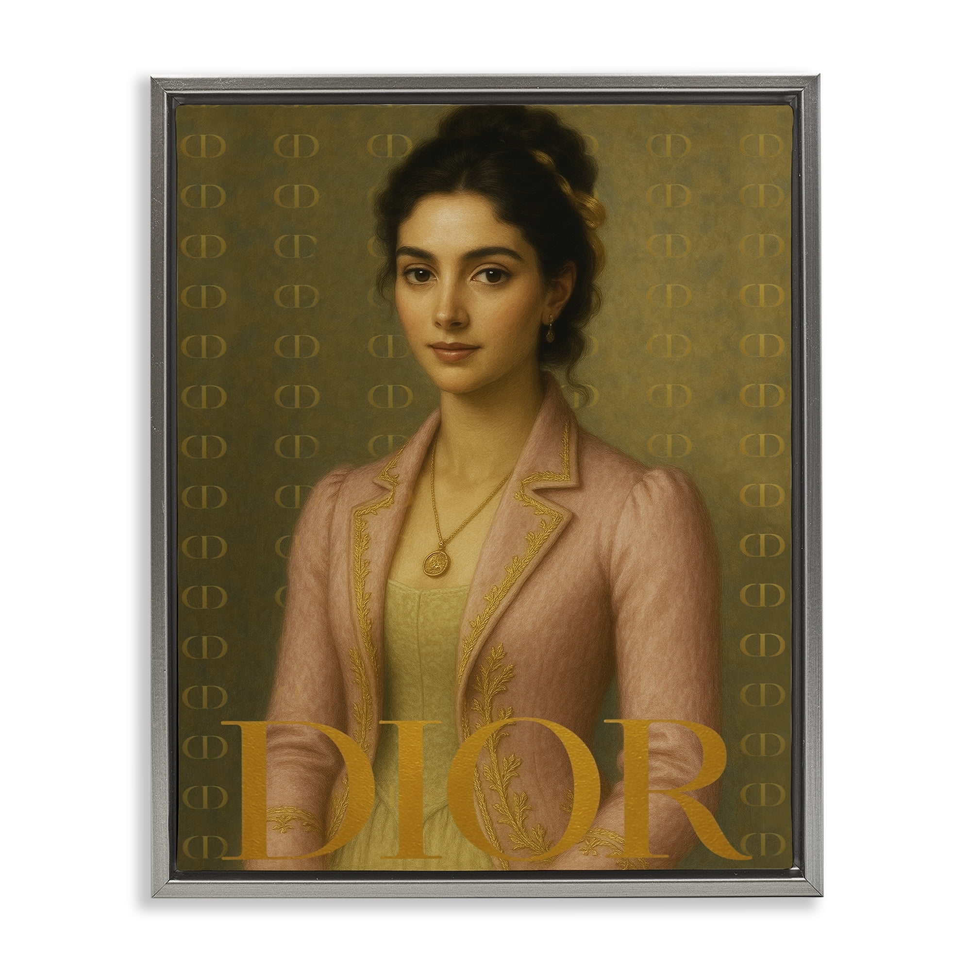 Stupell Industries Iconic Gentlewoman Fashion Gray Framed Floater Canvas Wall Art, design by Grotto Studios
