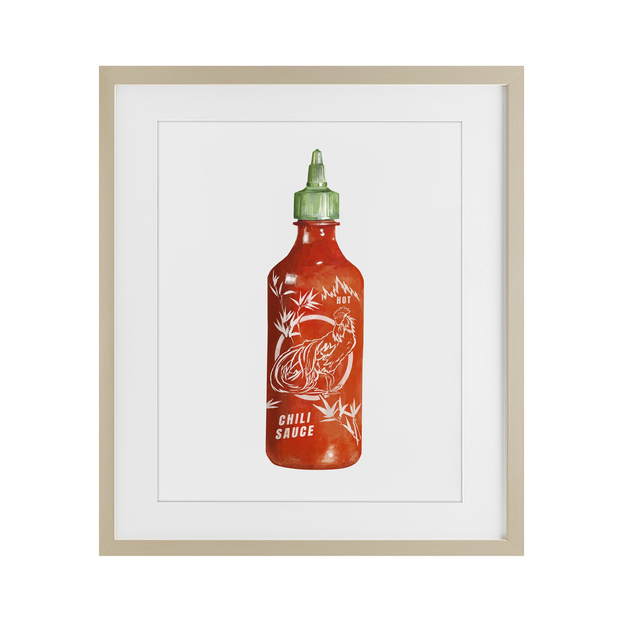 Stupell Industries Iconic Hot Sauce Bottle Birch Framed Print Under Glass, design by Rylen McNett