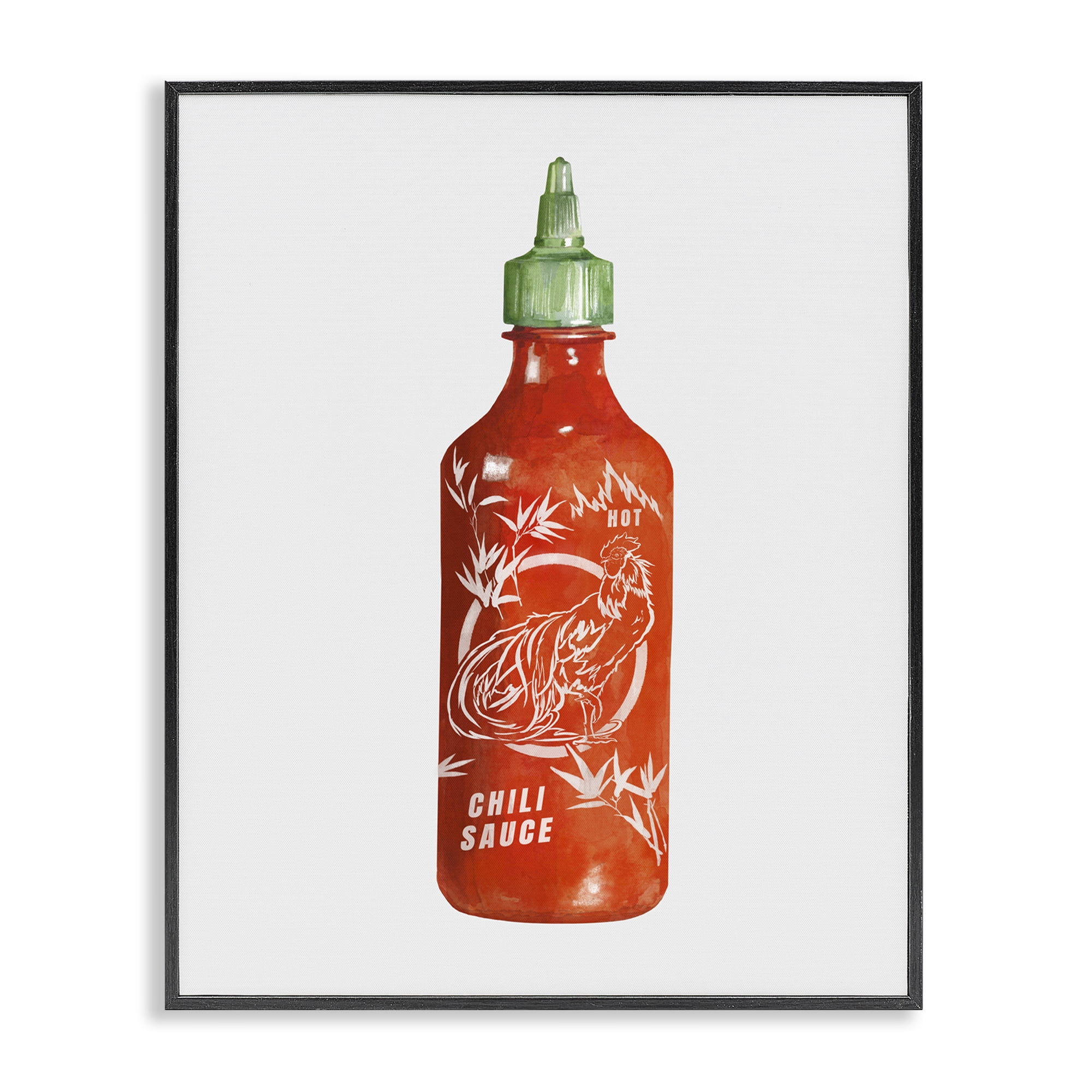 Stupell Industries Iconic Hot Sauce Bottle Black Framed Giclee Art, design by Rylen McNett