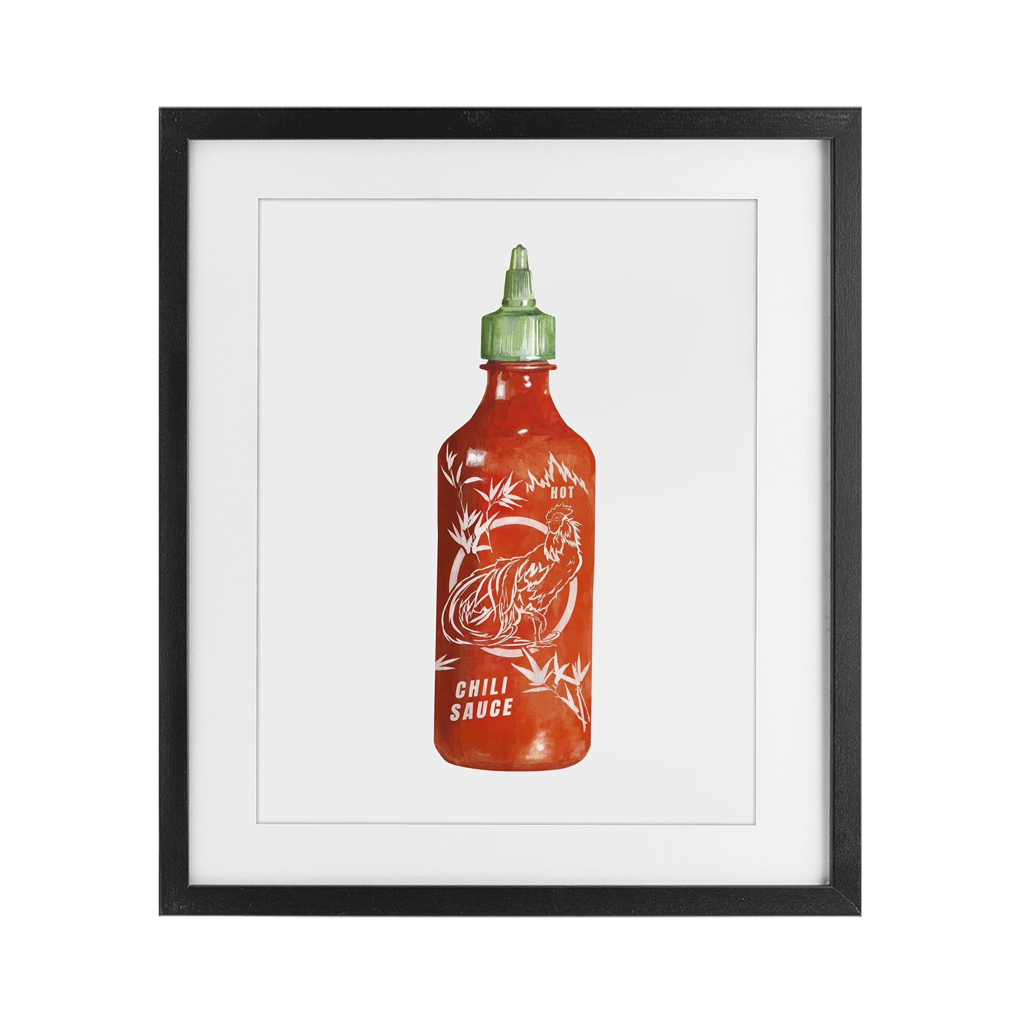 Stupell Industries Iconic Hot Sauce Bottle Black Framed Print Under Glass, design by Rylen McNett