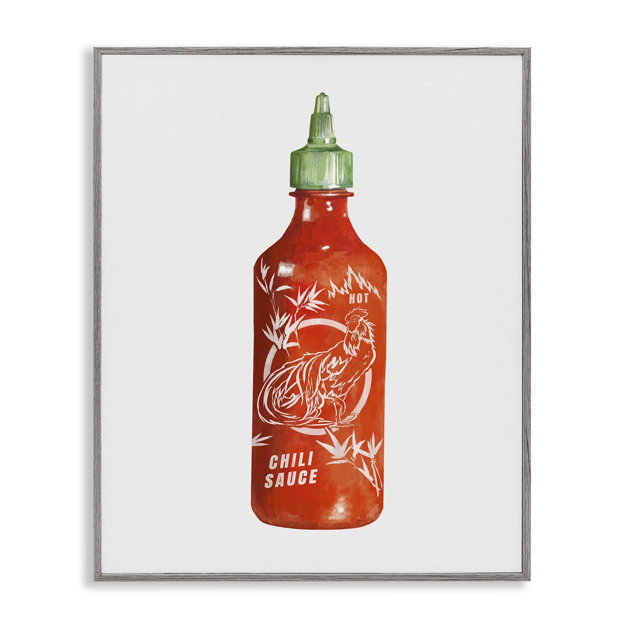 Stupell Industries Iconic Hot Sauce Bottle Gray Framed Giclee Art, design by Rylen McNett