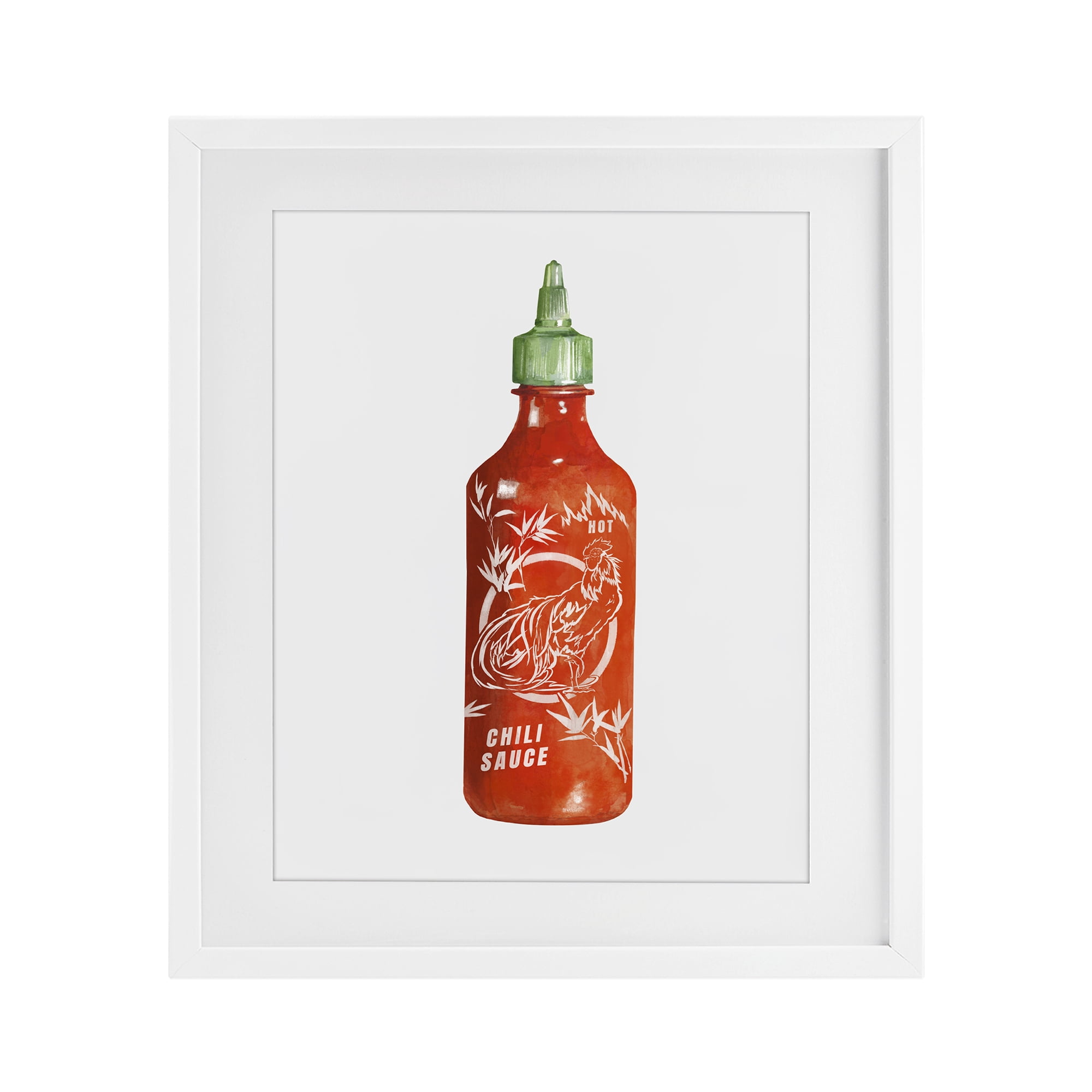 Stupell Industries Iconic Hot Sauce Bottle White Framed Print Under Glass, design by Rylen McNett