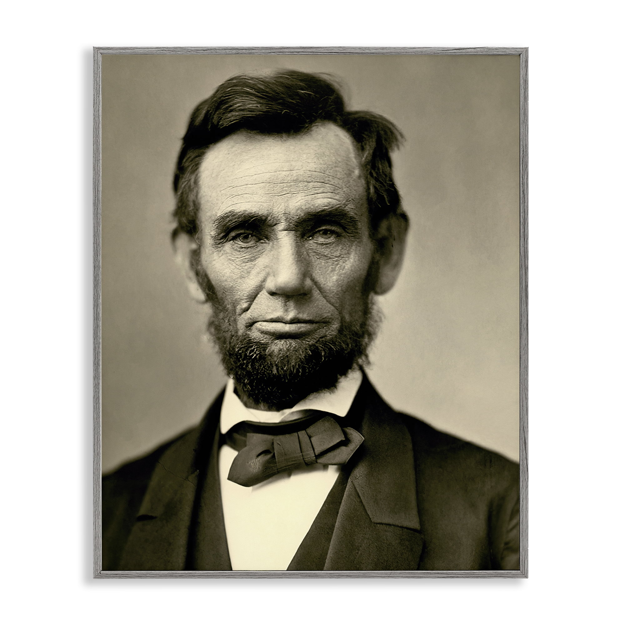 Stupell Industries Iconic Lincoln Portrait Gray Framed Giclee Art, design by Alexander Gardner