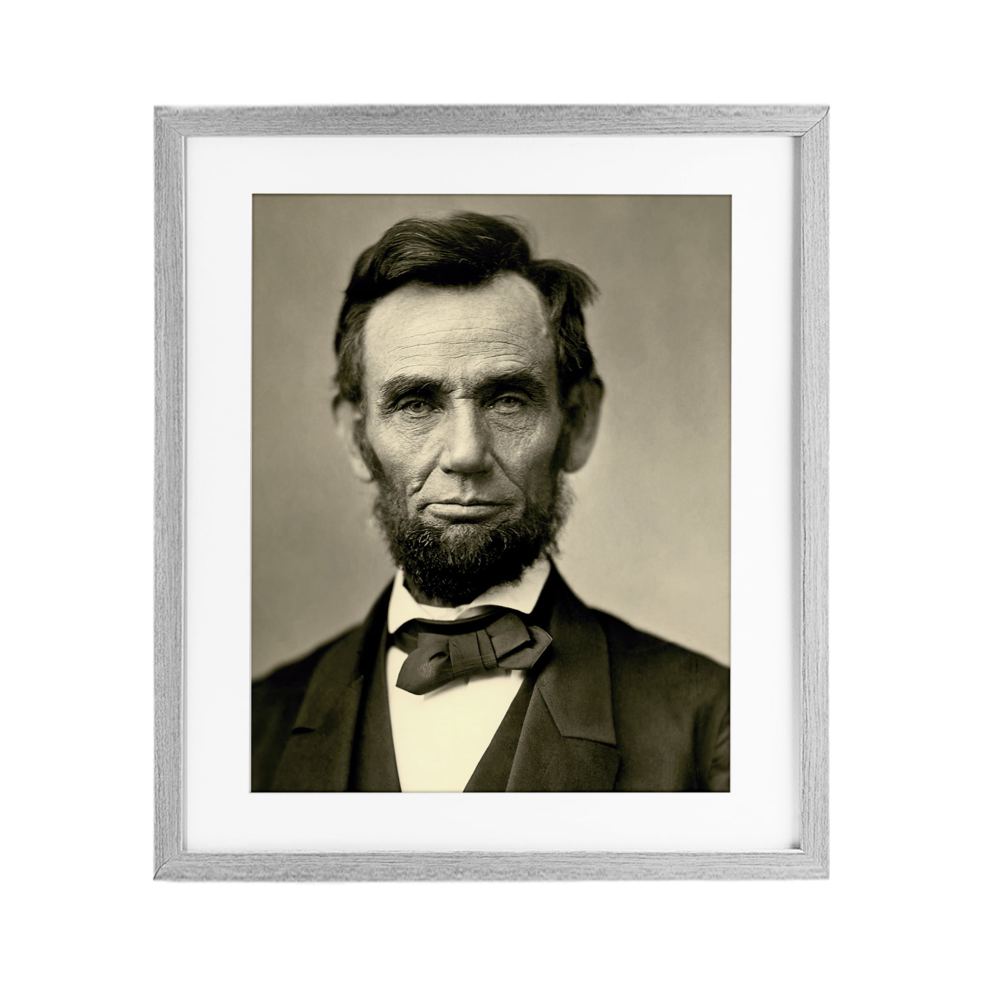 Stupell Industries Iconic Lincoln Portrait Gray Framed Print Under Glass, design by Alexander Gardner