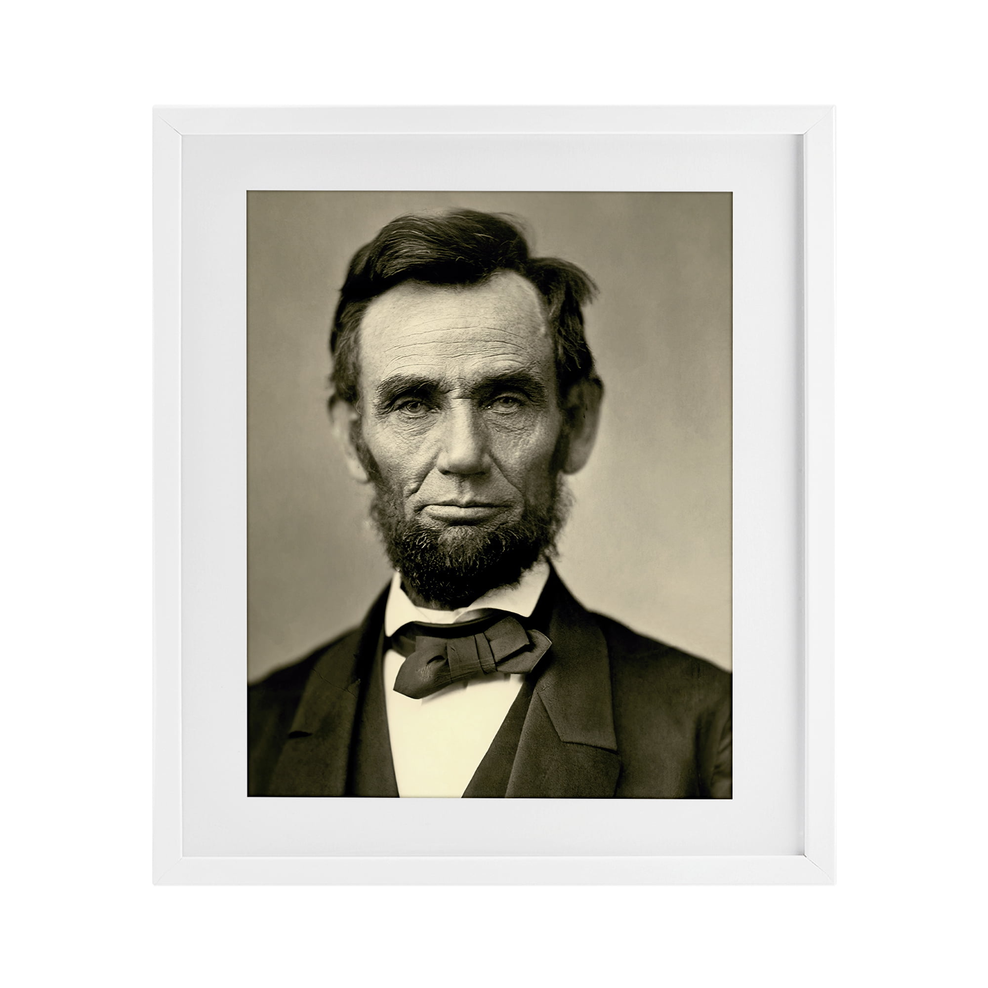 Stupell Industries Iconic Lincoln Portrait White Framed Print Under Glass, design by Alexander Gardner