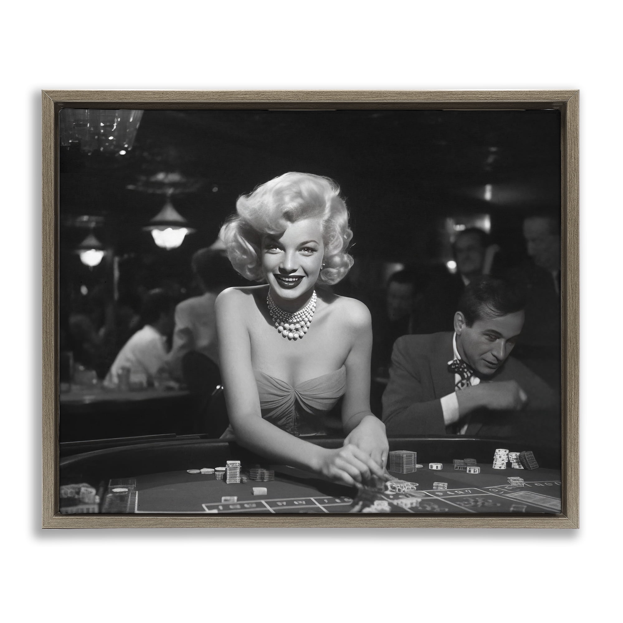 Stupell Industries Iconic Marilyn Portrait Novelty Photography Brown Floater Framed Art Print Wall Art, 31 x 25