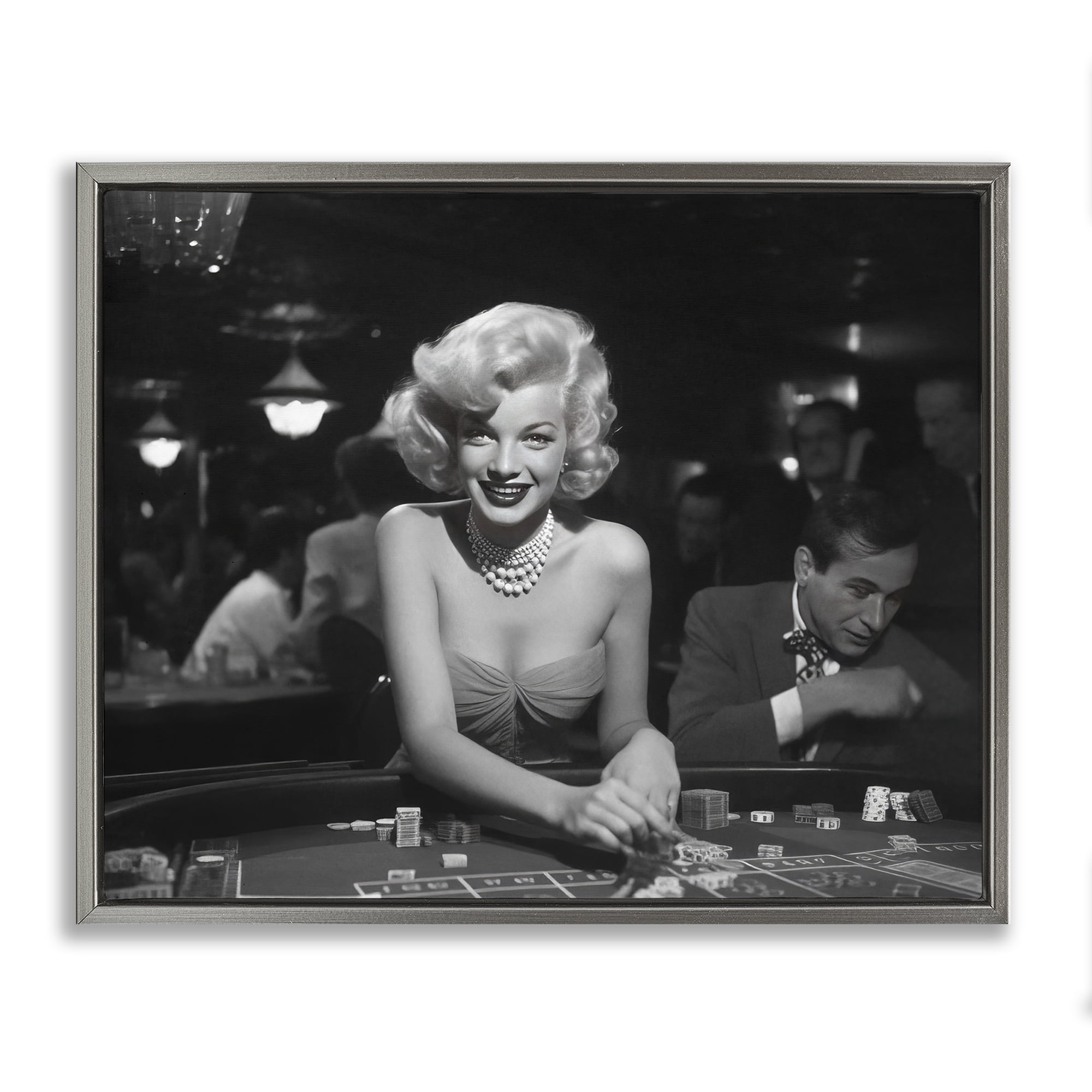 Stupell Industries Iconic Marilyn Portrait Novelty Photography Gray Floater Framed Art Print Wall Art, 31 x 25