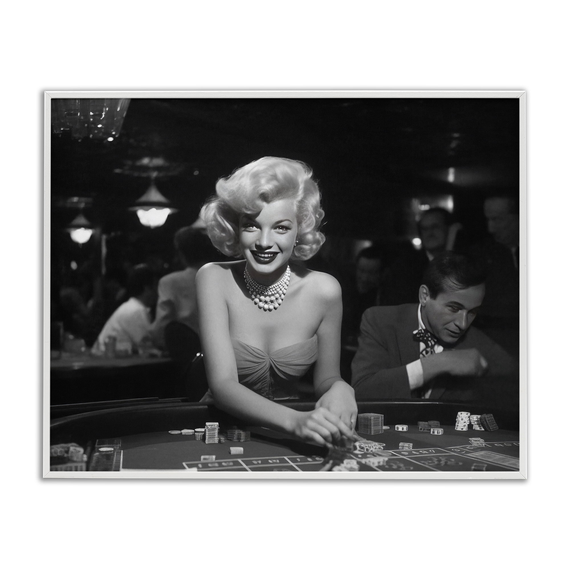 Stupell Industries Iconic Marilyn Portrait Novelty Photography White Framed Art Print Wall Art, 20 x 16