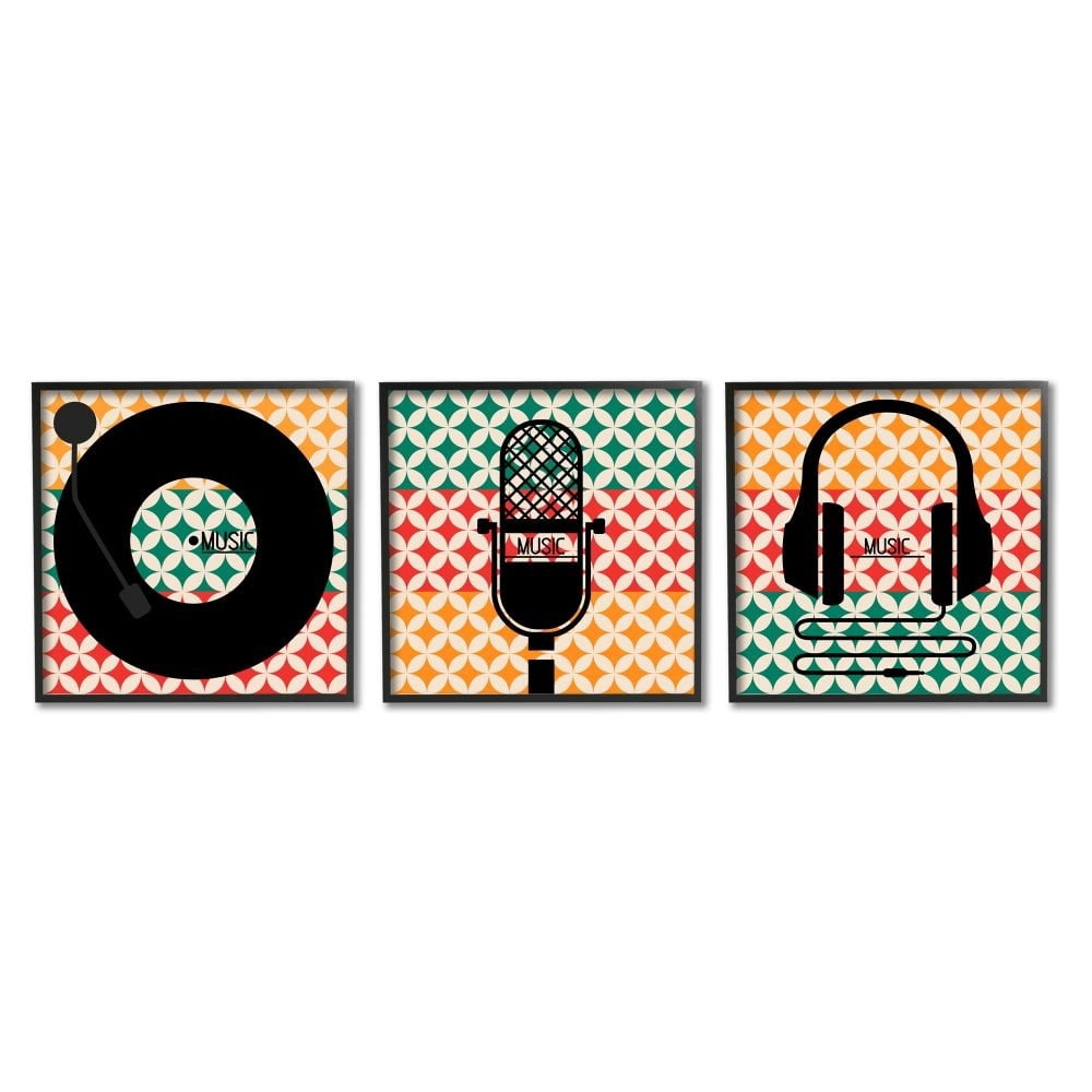 Stupell Industries Iconic Music Symbols with Colorful Geometric Pattern Designed by Enrique Rodriquez